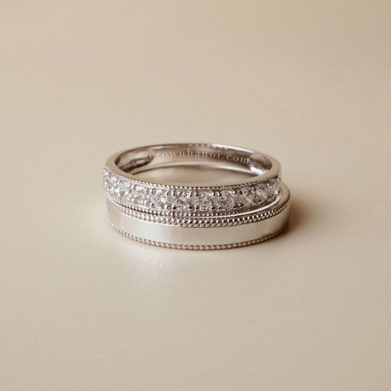 DOUBLE MILGRAIN RING & BOLD MILGRAIN ETERNITY RING