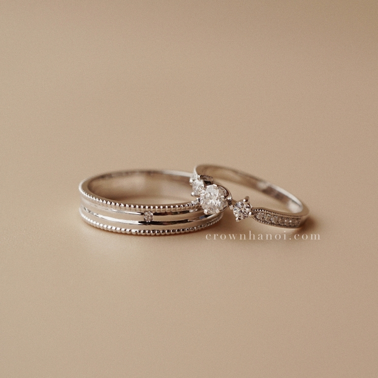 EMPEROR MILGRAIN RING & THREE STONE MILGRAIN ETERNITY RING