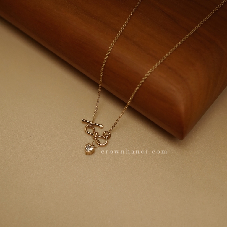 PETITE HEART STONE MILGRAIN - ETERNAL NECKLACE