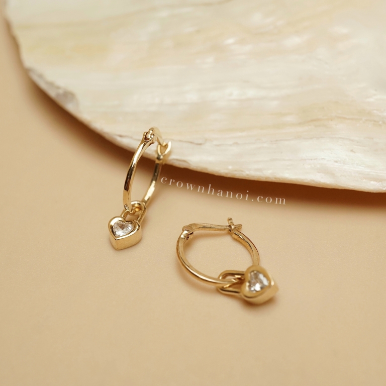 HEART STONE LOCK HOOP EARRINGS
