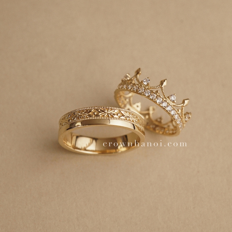 CARVE BAND RING - 4.5MM & IMPERIAL CROWN RING