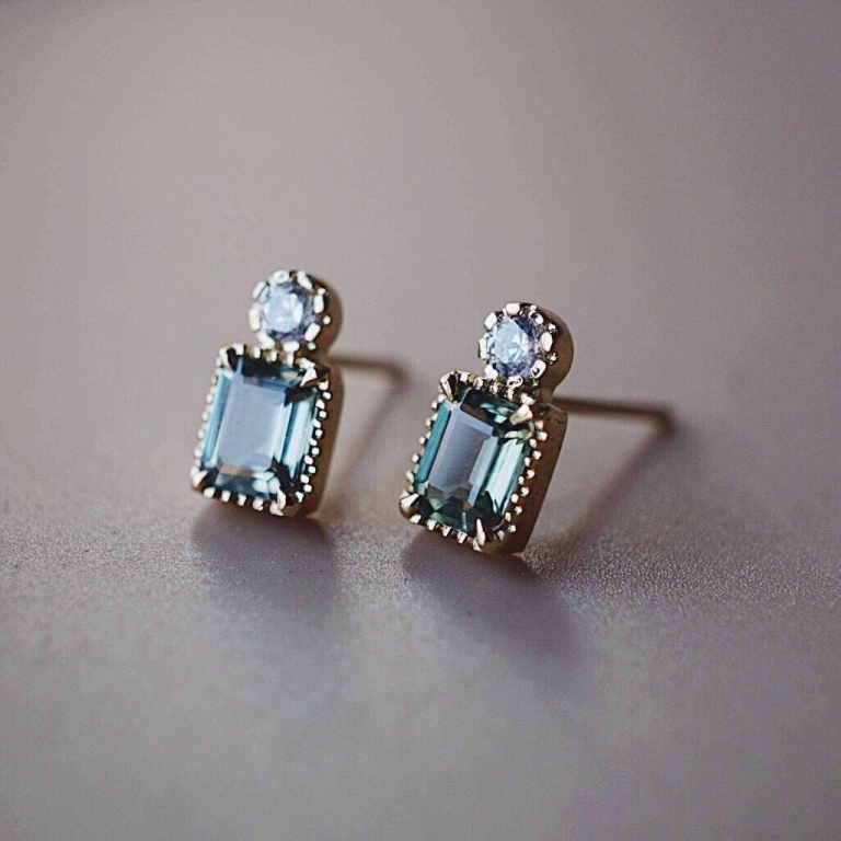 DOTTIE RECTANGLE SAPPHIRE EARRINGS