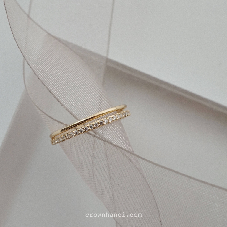DOUBLE STONE SKINNY RING