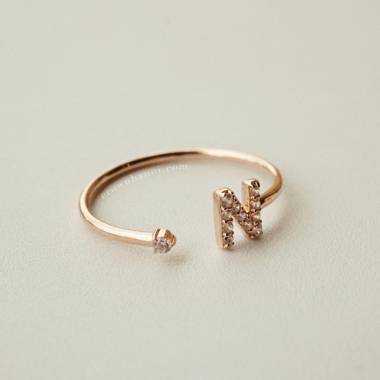MINI PAVE LETTER OPEN STONE RING