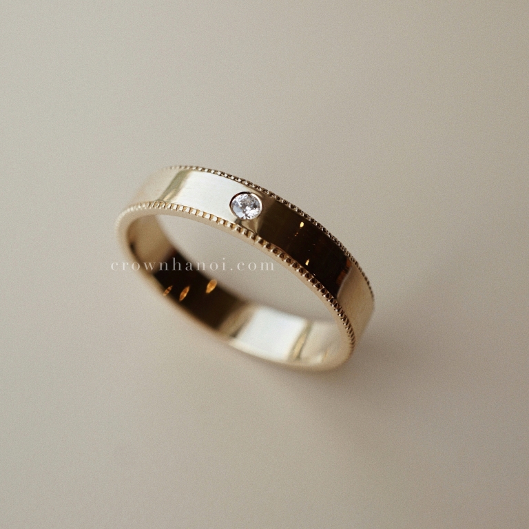 STONE DOUBLE MILGRAIN RING - 4MM