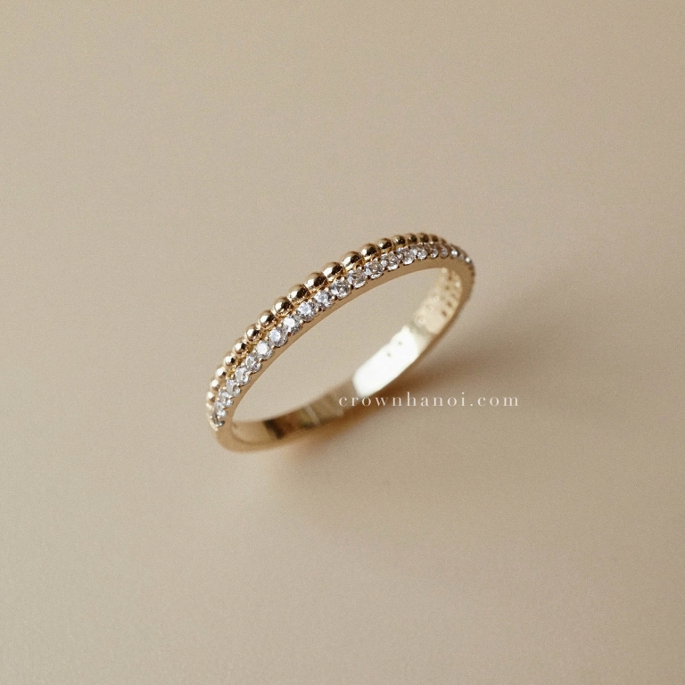 BEADED STONE DOUBLE RING