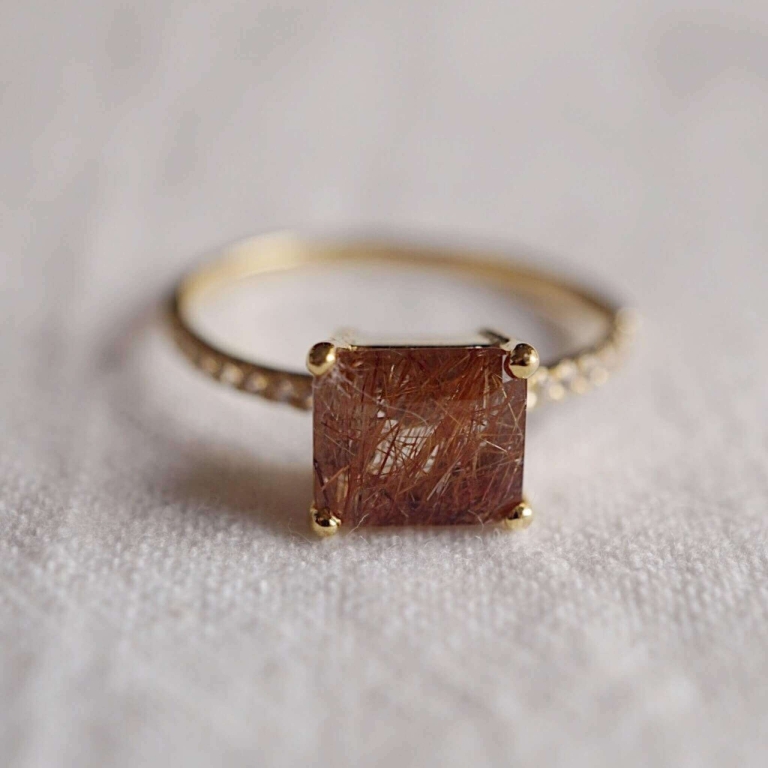 RUTILATED QUARTZ PAVE RING