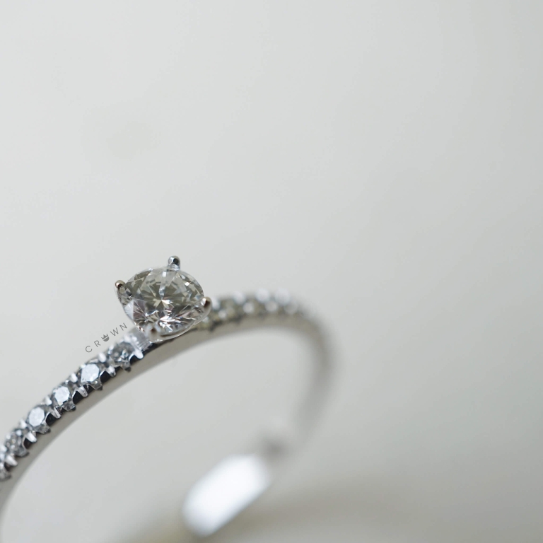 4 PRONG SOLITAIRE PAVE RING - 4MM