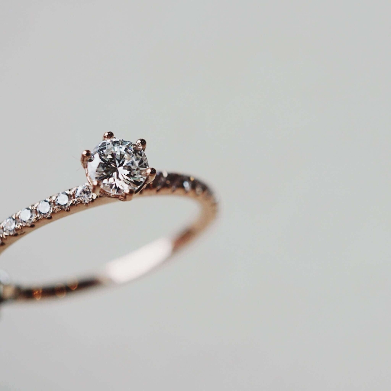 6 PRONG SOLITAIRE PAVE RING - 4mm