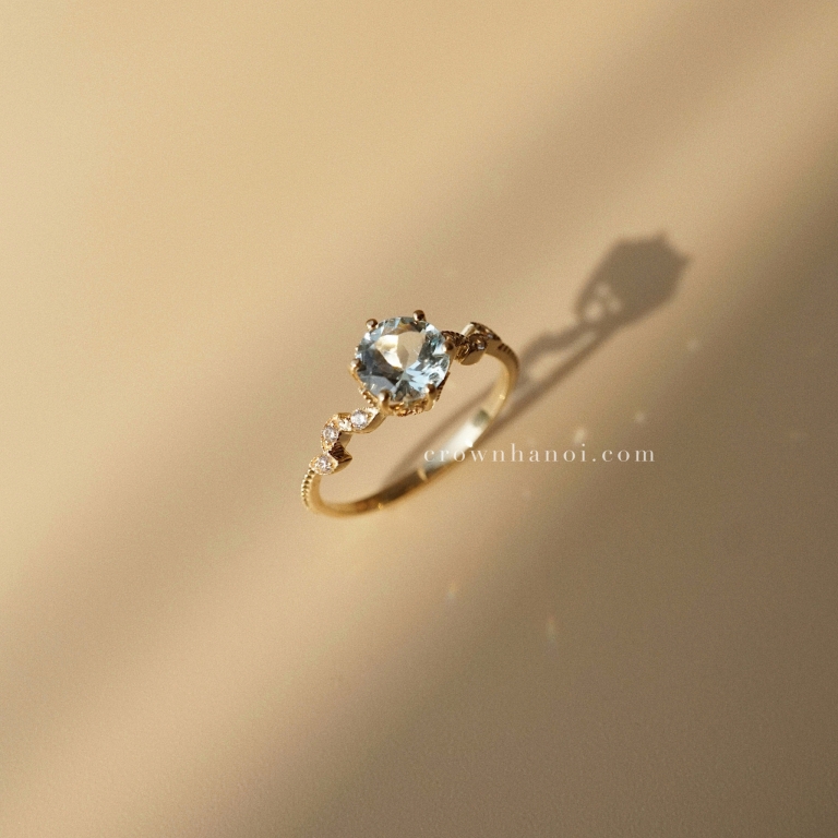 AQUAMARINE DAHLIA RING