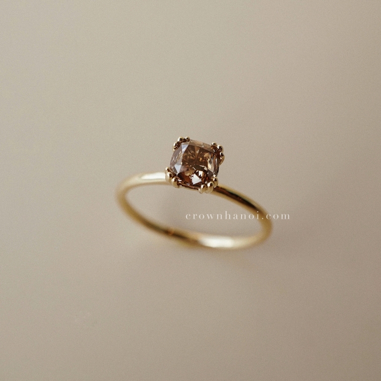 CUSHION CHAMPAGNE DIAMOND RING