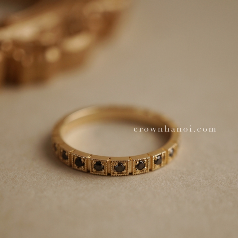 SQUARE MILGRAIN ETERNITY RING